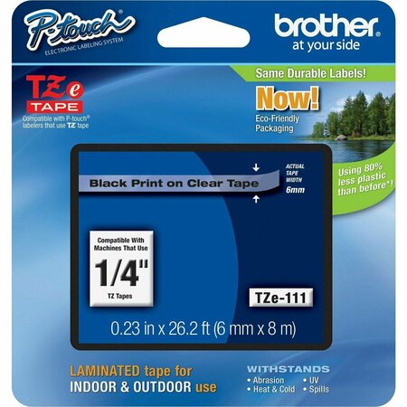 BROTHER INTERNATIONAL BLACK ON CLEAR 1 4'' TAPE TZE111